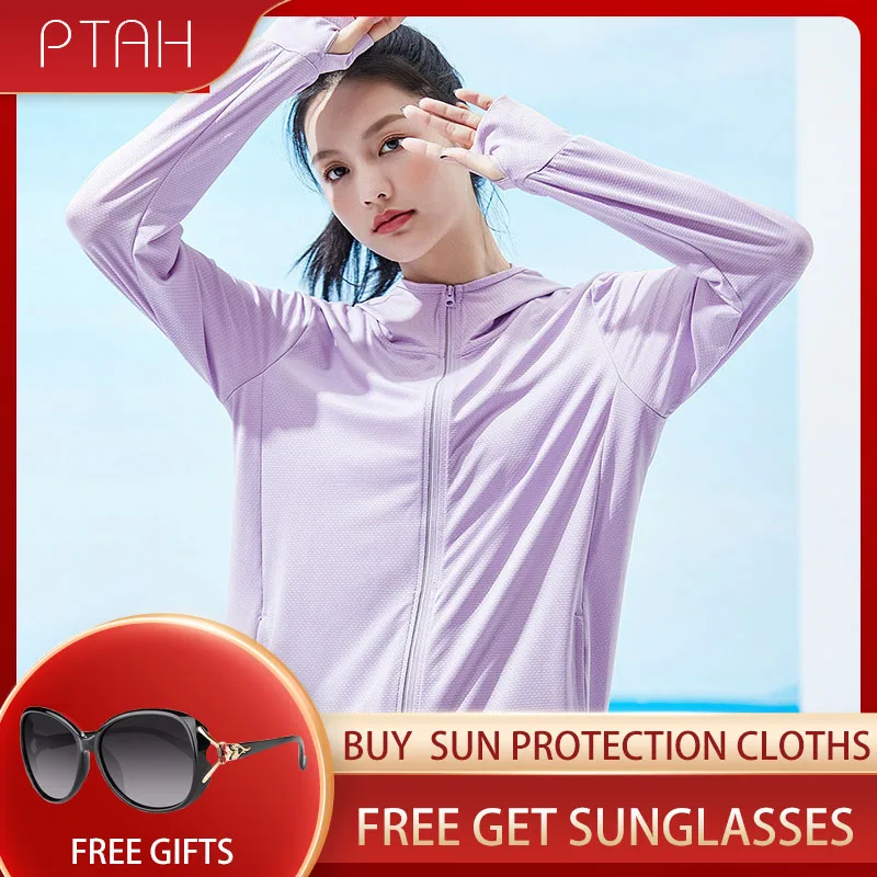 

[PTAH] Fashion Sun Protection Clothing Women's And Men's Models Unisex Long Sleeve Running Sports Jacket Outdoor Anti-UV Shirt