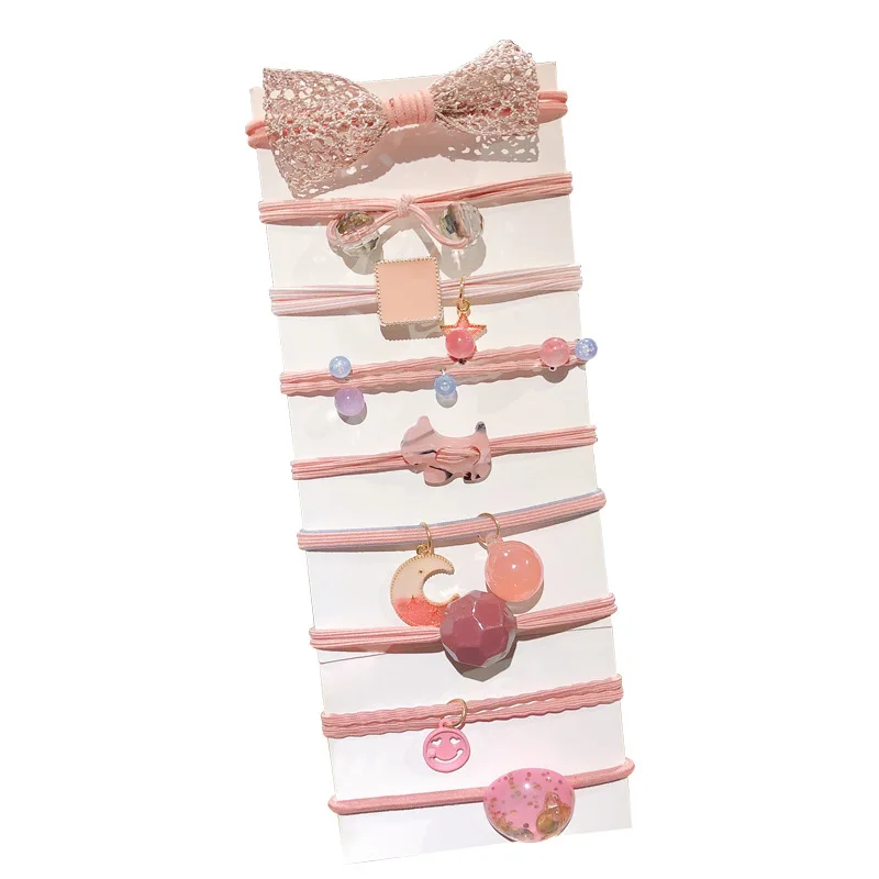 

9pcs/set Women Girls Solid Color Bows Elastic Hair Rubber Bands Ponytail Holder Hair Ties Rope Hair Accessories Gum for Women
