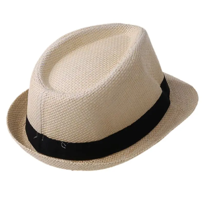 

Children Kids Summer Beach Straw Hat Jazz Panama Trilby Fedora Hat Gangster Cap Outdoor Breathable Hats Girls Boys Sunhat