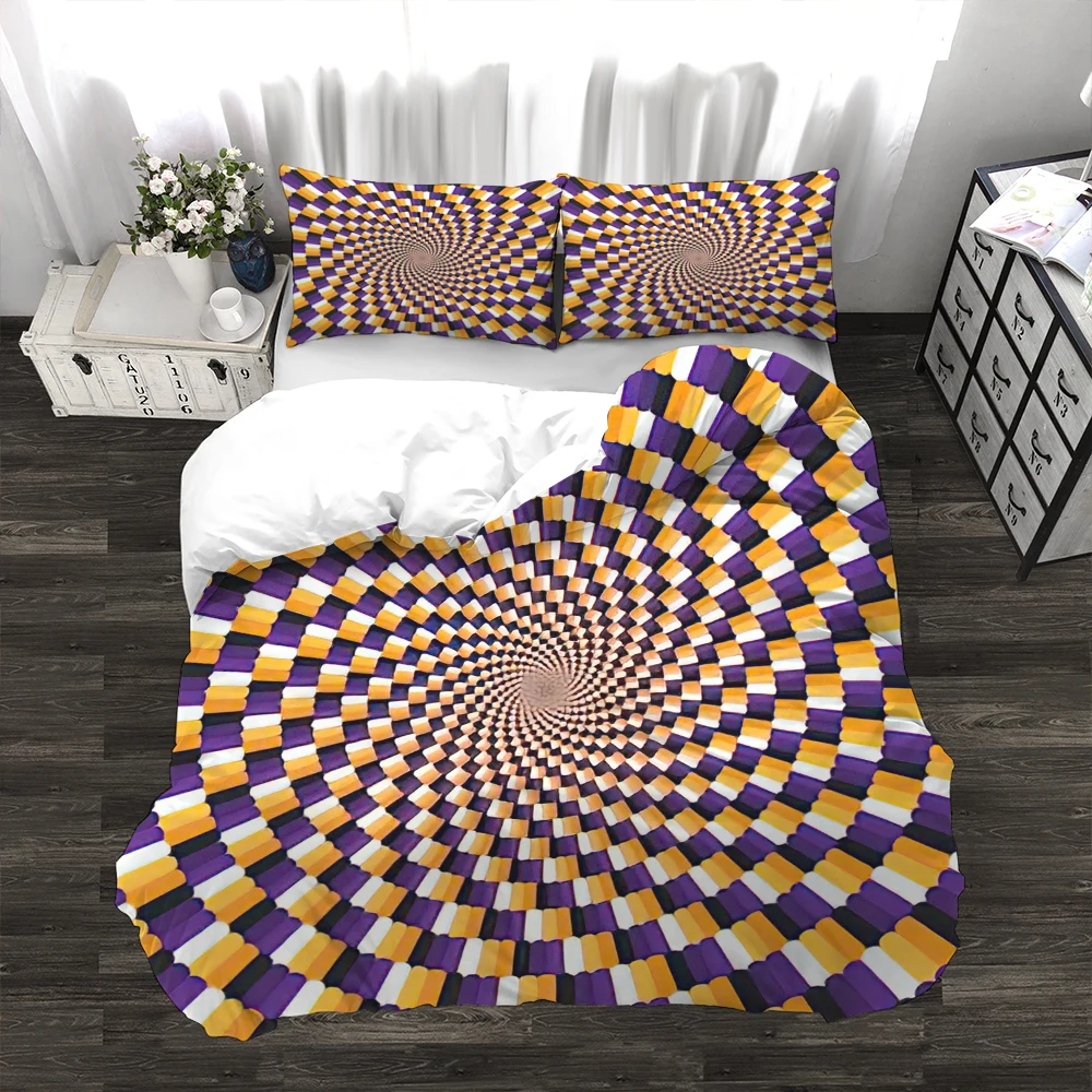 

3pcs Duvet Cover Set Customizable Polyester Stylish Durable Colorful Psychedelic Grid Pattern Comforter Bed Set AU US UK Size