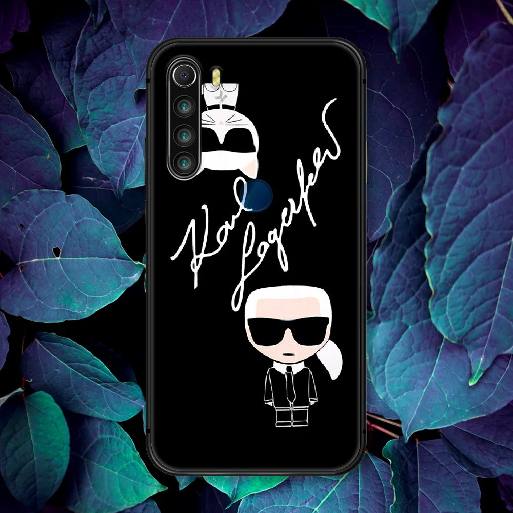 

Lagerfeld Karls Famous Cat Phone Case For Xiaomi Redmi Note 7 8 8T 9 9S 4X 7 7A 9A K30 Pro Ultra black Prime Silicone Funda