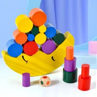 children montessori educational toy small wooden new moon balance toy stacking blocks sorting buliding kid brain development