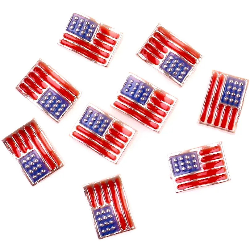 20 шт./лот плавающие Амулеты с флагом США и плавающей памятью стеклянный медальон