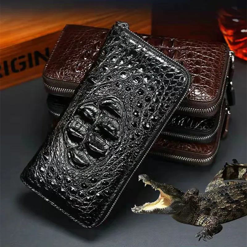 Мужской кошелек из тайской крокодиловой кожи мужская длинная Сумочка женская