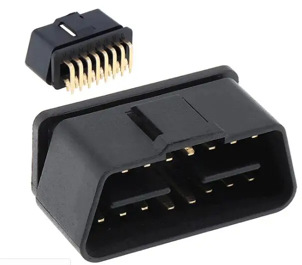 OBD2 16pin штекер соединитель 90 градусов розетка игла заглушка OBDii Автомобильный диагностический интерфейс - Название цвета: 12V