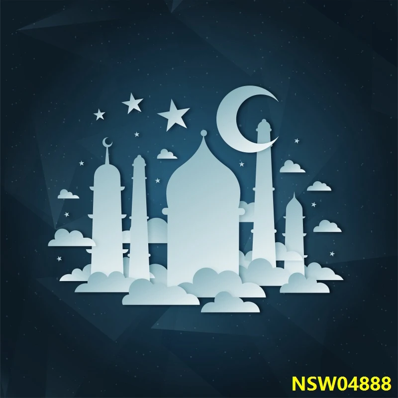 Laeacco EID Mubarak Золотая церковь луна звезды религиозные праздники узорные фото фоны