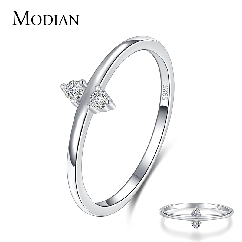 Modian 925 Стерлинговое Серебро минимализм прозрачный CZ кольца на палец для женщин