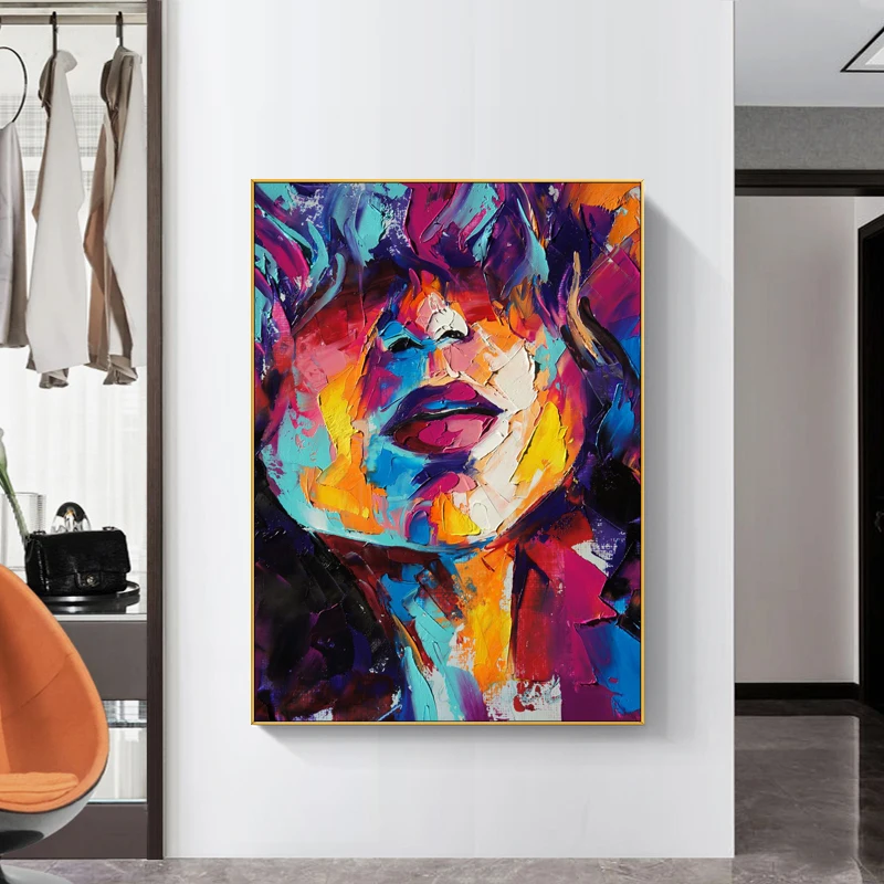 

Hand Painted Oil Painting Girl Character Canvas Decorative Painting Living Room Wall Art Painting Frameless