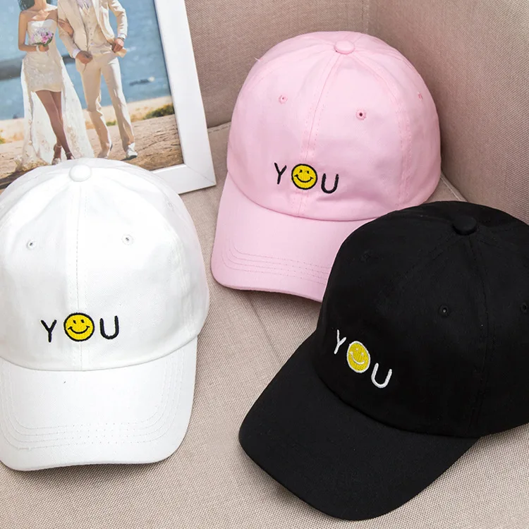 

Summer new product smiling face letter curved eaves women's baseball cap breathable men's hip hop hat sunshade cap