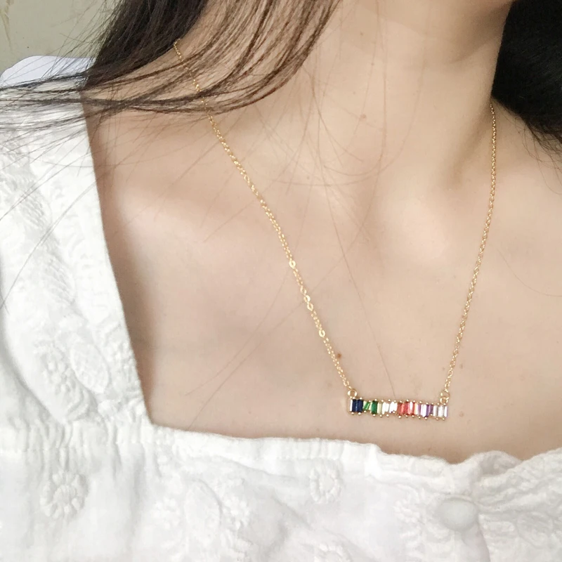 Красный зеленый синий cz бар очаровательное нежное ожерелье чокер красочные