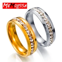 memolissa fashion single row cz crystal ring stainless steel high grade rings for women jewelry gift 6mm