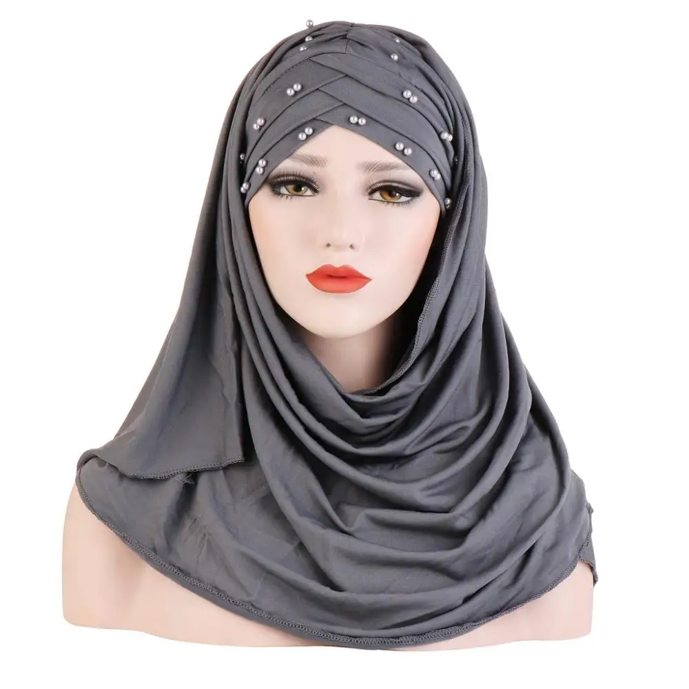 

2020 stretch jersey forehead cross hijab cotton muslim scarf milk silk beaded hijab hijab viper muslim arab hijab Scarf, Shawl