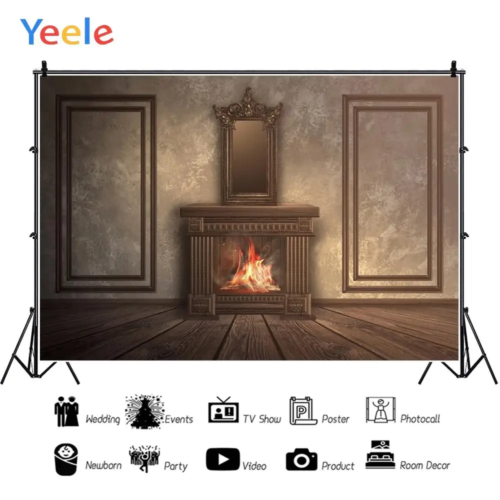 Гостиная Лофт камин пламя элегантная фотосессия фотография фоны