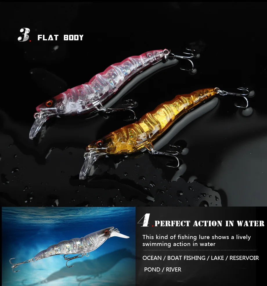 New Simulation Shrimp Fishing Lure 10cm 13g Hard Bait 3D Eyes Crankbait Wobblers Carp Fishing Peaca Bass Fishing Tackle