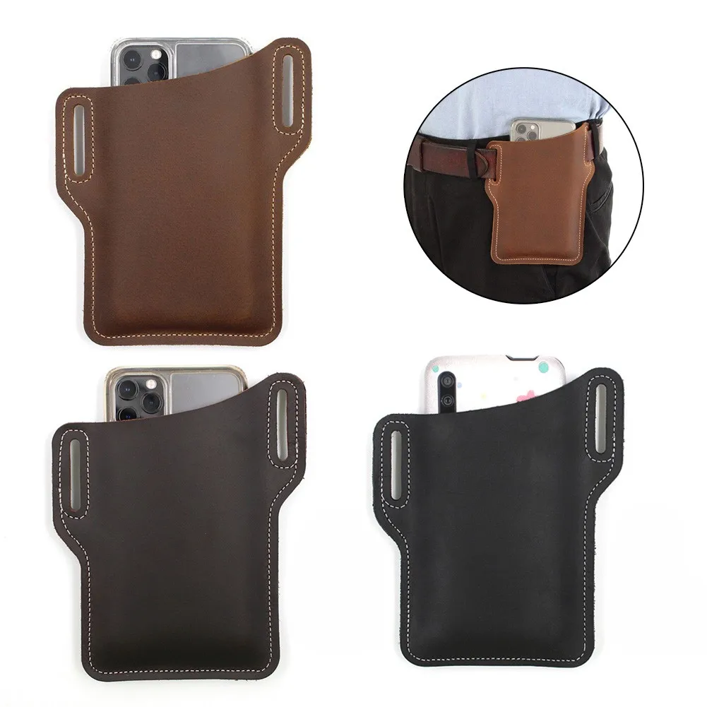 

Retro Waist Bag Travel Outdoor Camping Belt Clip 5-6 Inch Mobile Phone PU Case Fits With The Shoulders Covered Skirts Backless