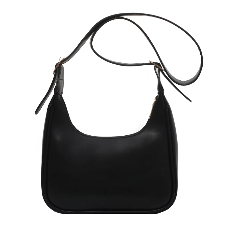 

Design Half Moon Small PU Leather Crossbody Bags for Women 2021 Summer Simple Shoulder Purses Lady Luxury Travel Handbags
