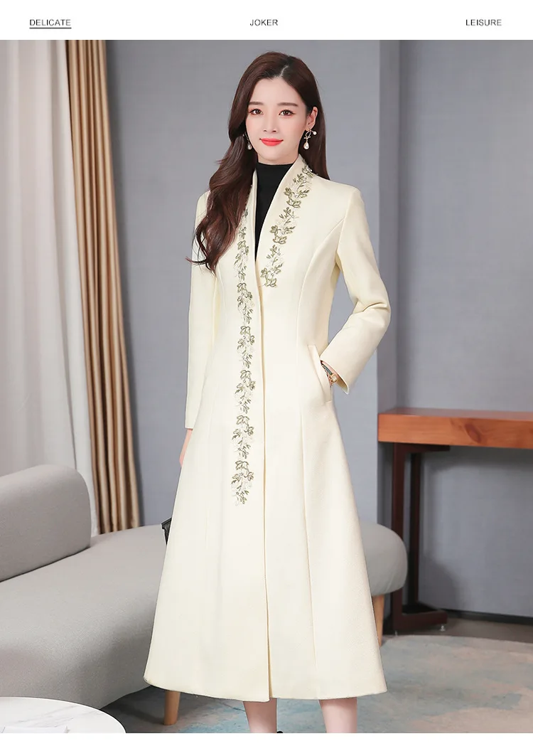 Женское осеннее и зимнее пальто китайский cheongsam ретро китайский стиль Hanfu улучшенное плотное шерстяное кружевное пальто