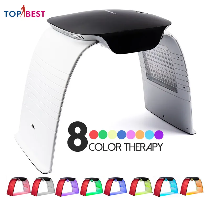 

8 Colors PDT Photon Light Therapy Lamp Skin Tighten Rejuvenation Acne Wrinkle Remover Device UV LED Mask With Hot And Cold Spray