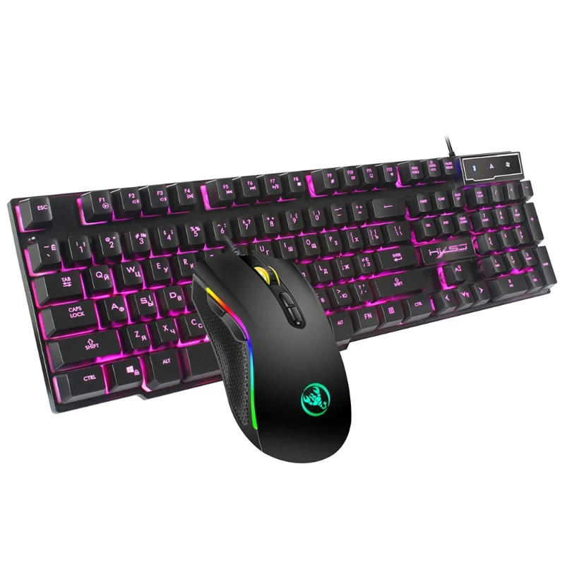 Фото Набор для игровой клавиатуры и мыши R8 проводная клавиатура мышь с трехцветной
