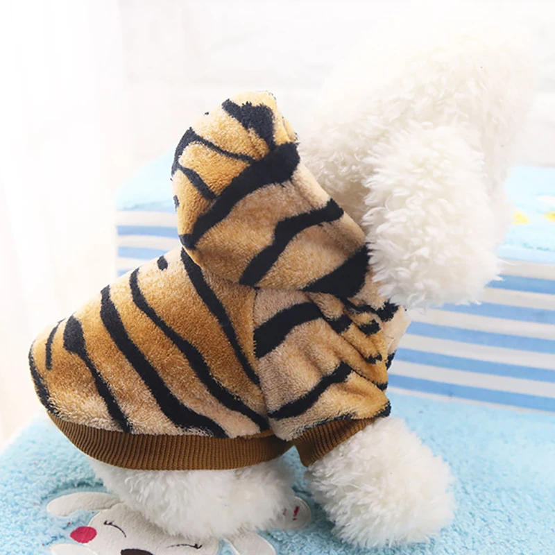 

Winter Costumes Fashion Pet Clothes Tiger Pattern Transformed Coats Pet Flannel Hoodie Jackets For Small Pet Dog