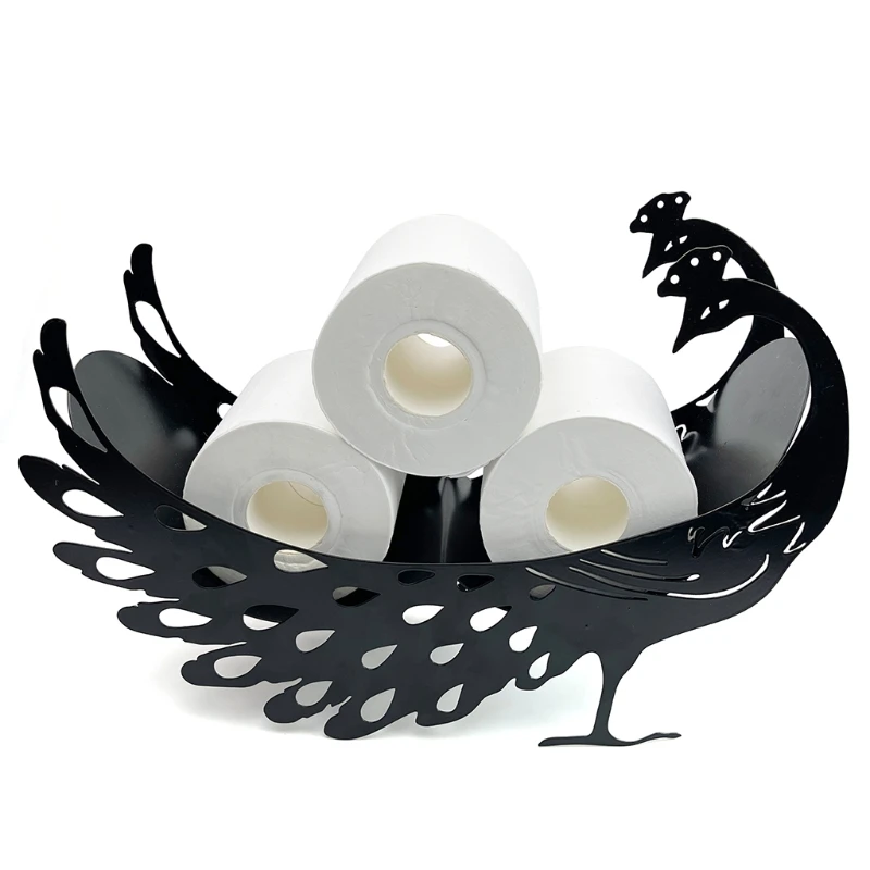 

Funny Toilet Paper Roll Holder Black 5 Styles Owl/Swan/ Peacock/Crane/Bird Metal Black Metal Free Standing Tissue Holder