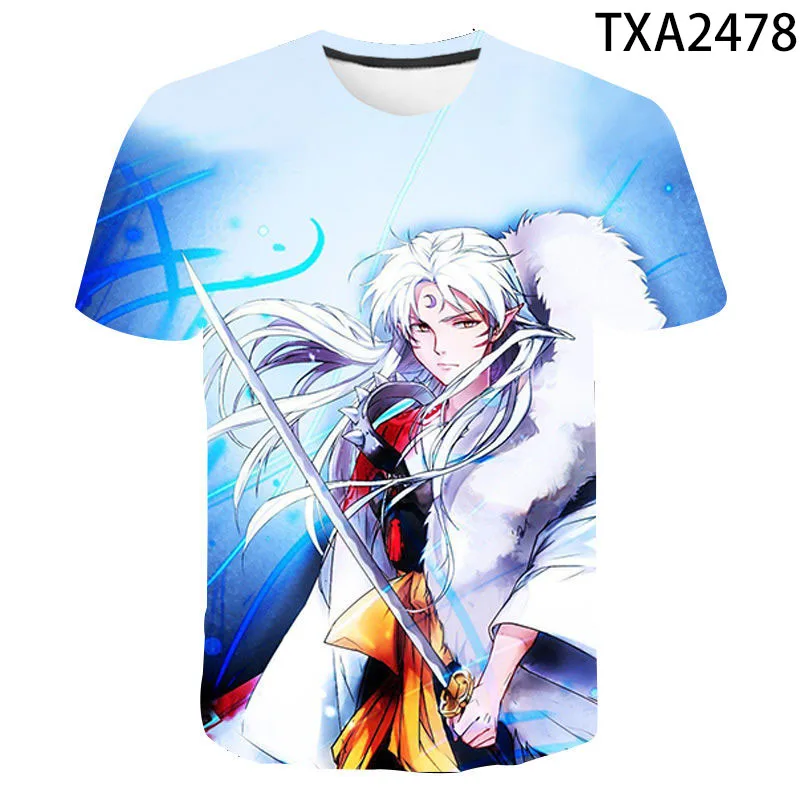 

Summer New Inuyasha Anime Fashion T-shirt Streetwear Boy Girl Kids 3D Printed Short Sleeve Casual Men Women Children Tops Tee