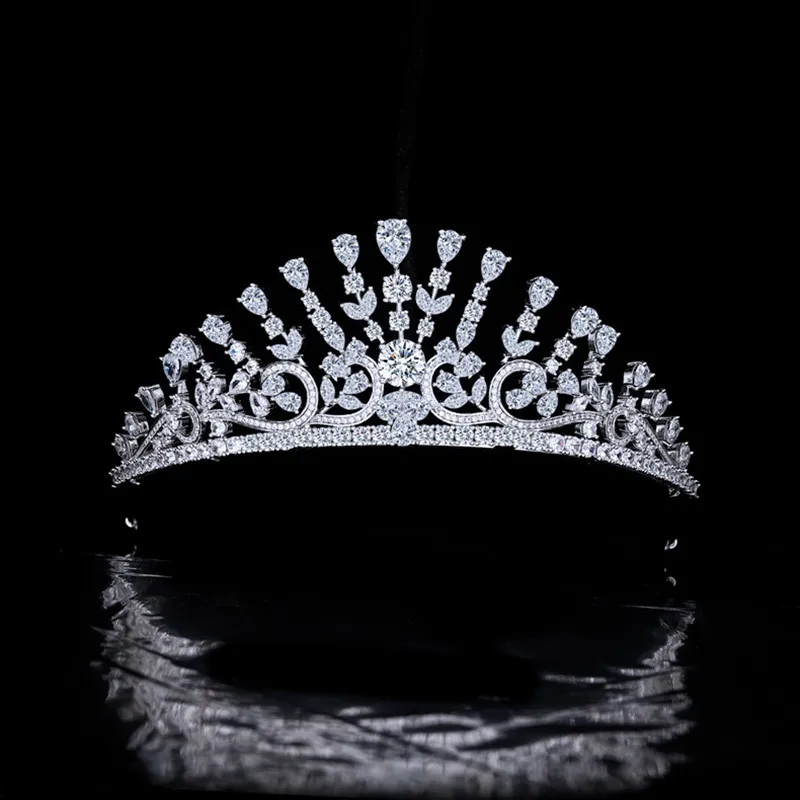 

Quality Zircon Wedding Tiaras Luxury Bridal Crown Married Headdress Princess Queen Party Hair Jewelry Accessories HQ0491