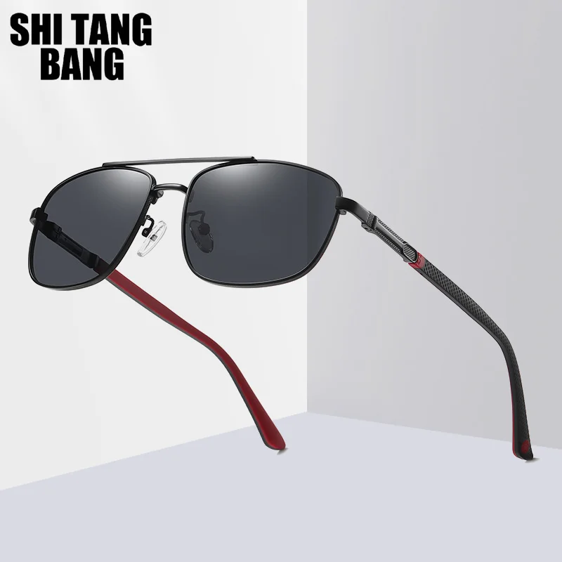 

Мужские солнцезащитные очки в стиле ретро, квадратные поляризационные очки с двойным лучом, UV400, зеркальные Спортивные очки для вождения, 2021