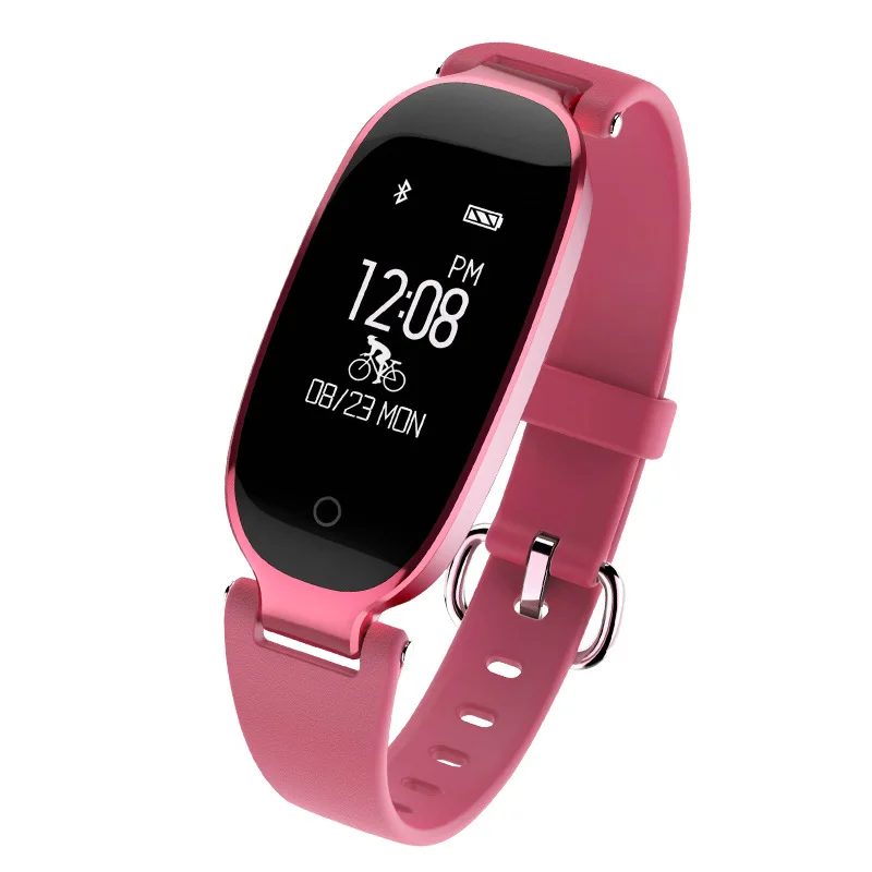 Rose S3 электронные часы новые стильные женские водонепроницаемые часы с Bluetooth и монитором сердечного ритма спортивные часы для Android IOS - Цвет: Rose