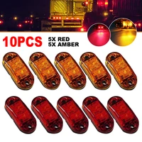 hot sale 5pcs amber and 5pcs red led car side marker led lights for trailer truck car lamps pickup rv oval 2 5 dropshipped