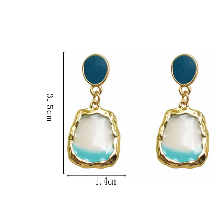 Korean temperament Small Gold Color Frame Gradient Blue Resin Transparent Square Clip on Earrings Non Pierced Ears For Women | Украшения и
