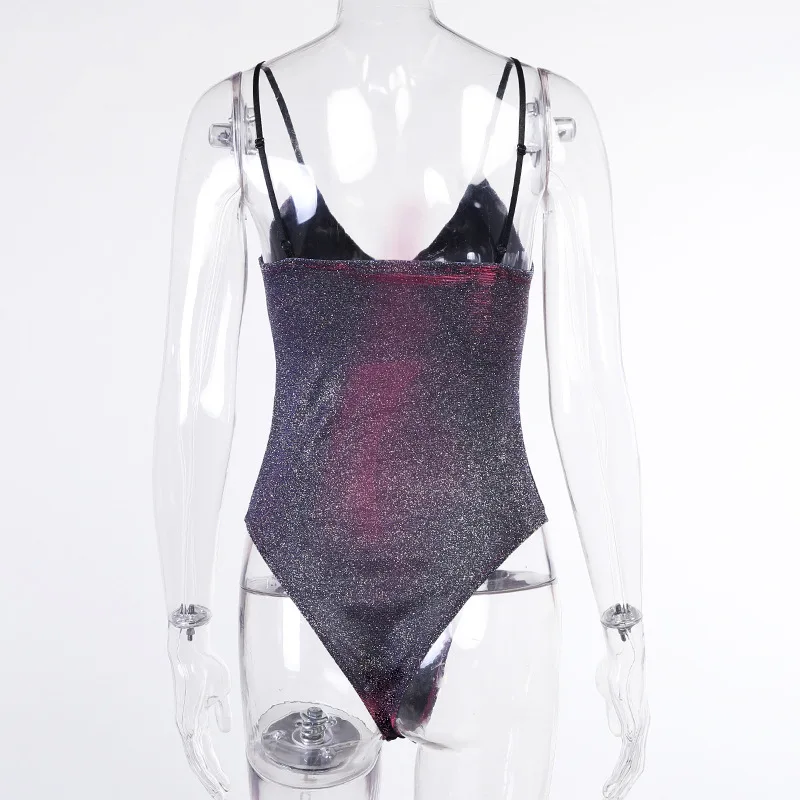 

2020 Women Winter Fashion Sexy Spaghetti Strap Flash Powder Tie-dye Bodycon Sexy High Street Lady Playsuits