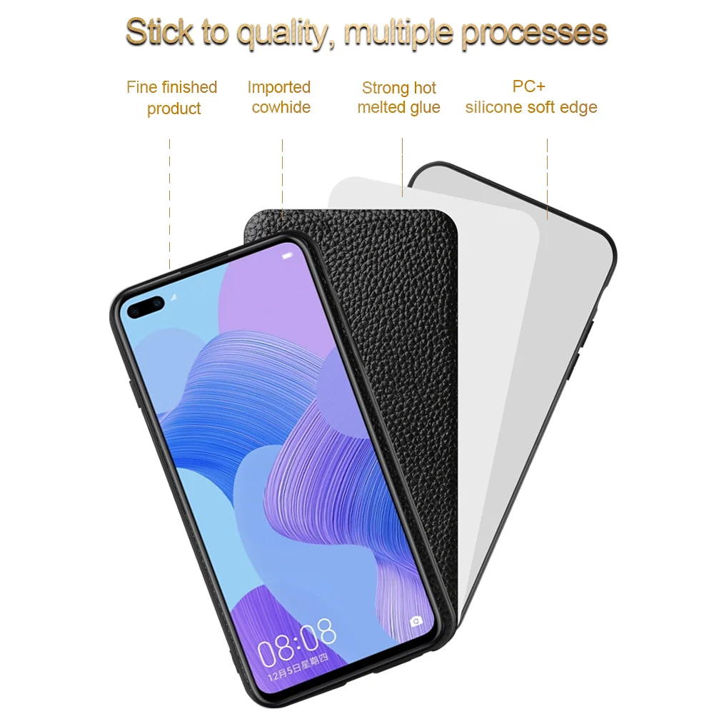 Чехол из натуральной зернистой кожи для Huawei P40 Pro P20 P30 Lite Nova 5T Y8P Mate 40 20 чехол Honor 8A 10i