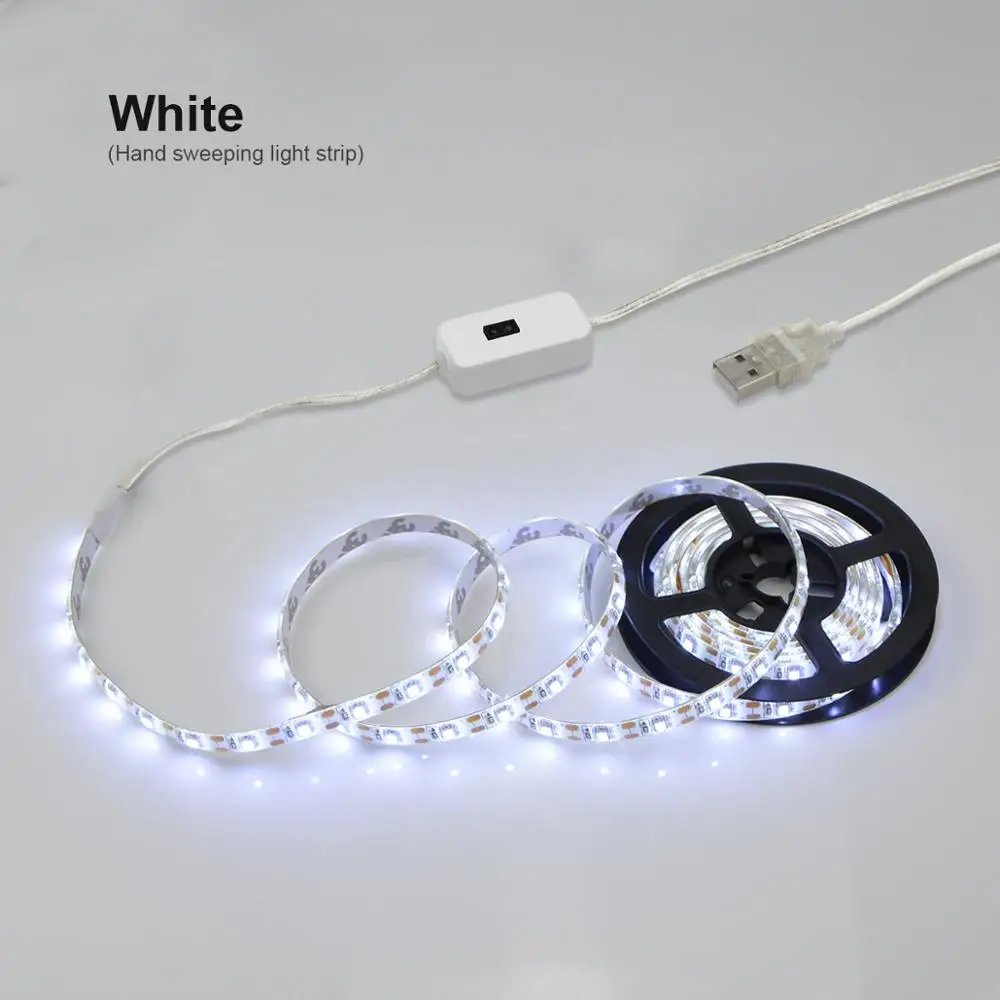 With Sweep Switch USB Светодиодная лента 5 в с датчиком ручного подметания, переключательный диод, лента, лента, сделай сам, шкаф/ТВ ПОДСВЕТКА/гардероб, украшение для дома - Испускаемый цвет: With Sweep Switch