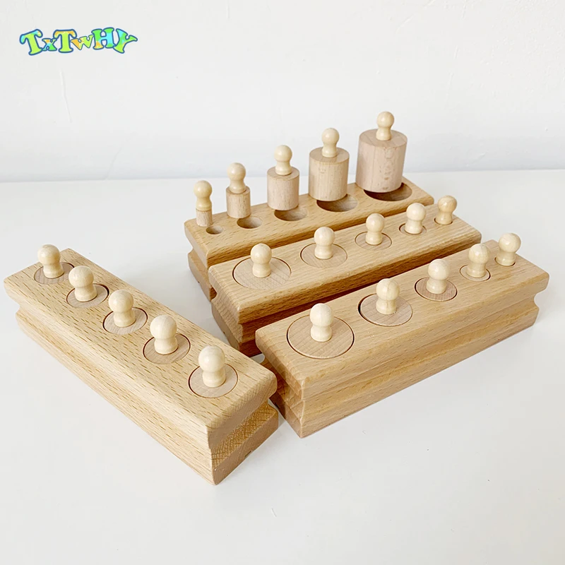 Детские Монтессори Развивающие деревянные игрушки образовательных цилиндра