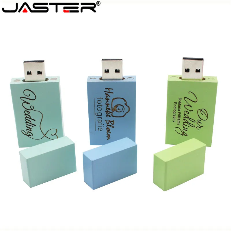 JASTER логотип персональный деревянный красочный блок USB флэш накопитель