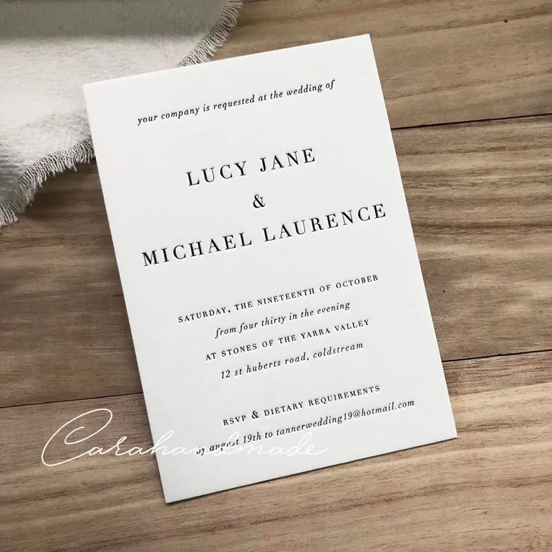 CA0886 простые свадебные приглашения с буквенным прессом|letterpress invitations|invitationsinvitation