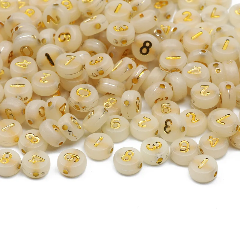 

4x7mm Round Golden Digital Acrylic Beads 100-500pcs Loose Spacer Beads For Jewelry Making DIY Bracelet Necklace Accessories
