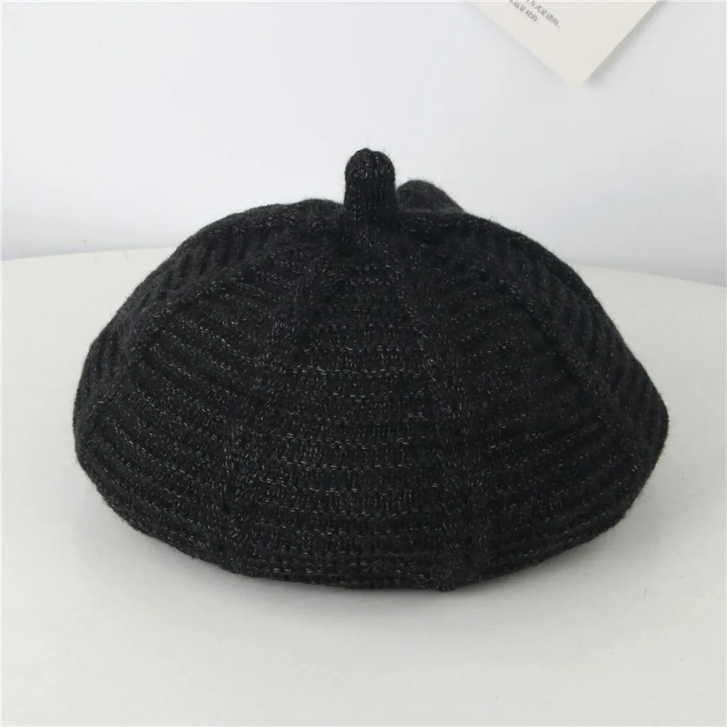 Детский берет gorras, одноцветная полоска, шерстяная вязаная шапка в виде тыквы, boalar shlyapa Sombrero de nigno Czapka dziecienca sea4
