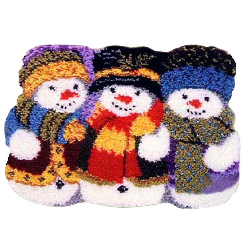 

Latch Hook Kit Rug 38x52cm DIY Craft Needle Carpet Embroidery Three Snowman Can Be Made Into Pillow Nap Cushion Seat Cushion