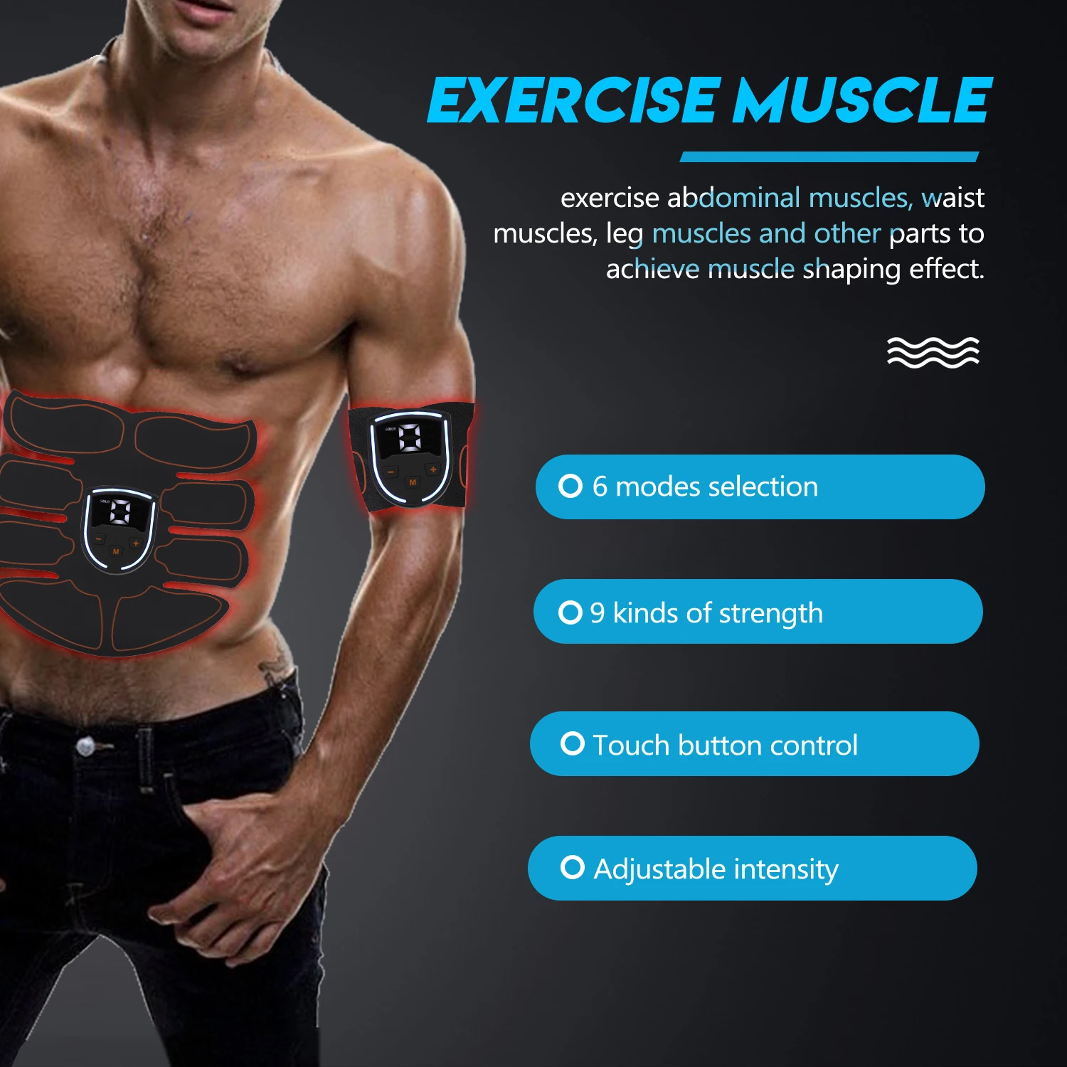 Muscle Trainer Abdominal Electrostimulation Multifunctional Fitness Accessories ABS Sculpting Pad Belly Arm Leg Massagers | Спорт и