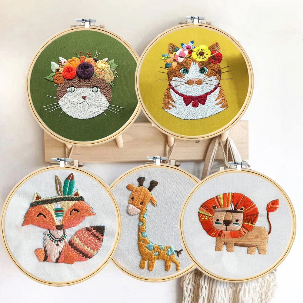 

2021 new DIY Embroidery Kit With Hoop Para Cross Stitch Set Punch Needlework Tools