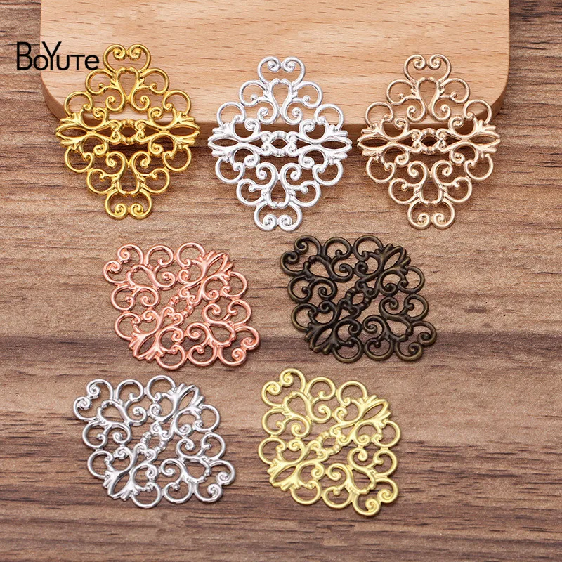 

BoYuTe (50 Pieces/Lot) 36*30MM Metal Brass Filigree Findings Diy Hand Made Jewelry Materials Wholesale