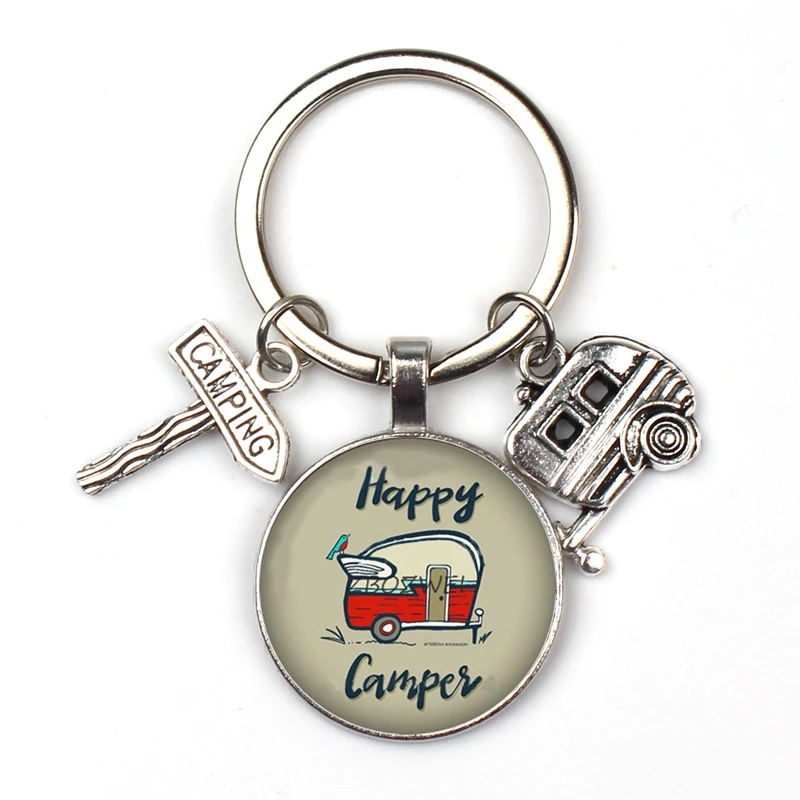 10 Счастливый Отдых милые туристический автомобиль я лагерь camper ключ дорожный знак брелок со стеклянным кабошоном путешественник цепочка для ключей «богиня»; - Цвет: 10