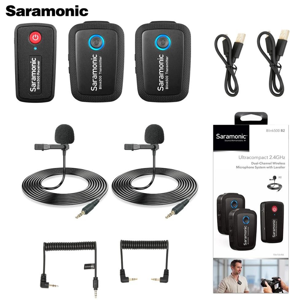 

Saramonic Blink500-B2 2.4GHz 2-Channel Professional Wireless Lavalier Microphone System Transmitter Receiver for SLR Camera Smar