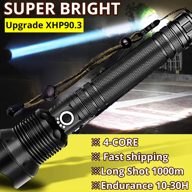 

Long Shot 1000m Glare XHP90.3 Most Powerful LED Flashlight USB LED Torch XHP50 XHP70 Lantern for Hunting Camping Lamp Hand Light