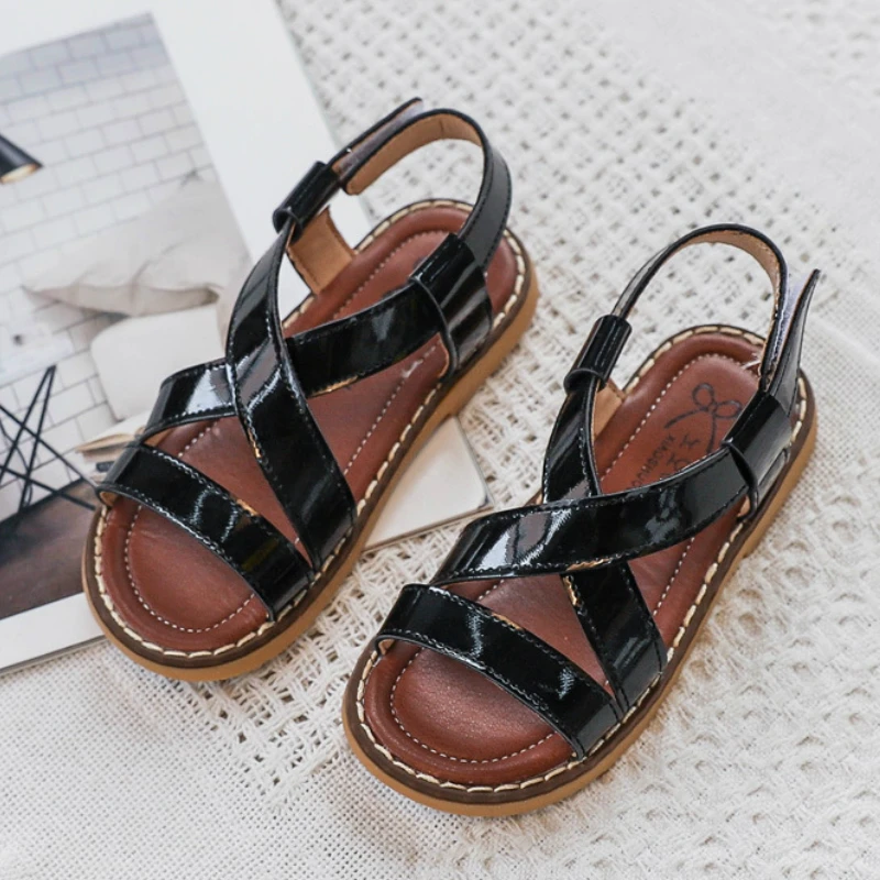 Обувь для девочек из искусственной кожи Летние сандалии маленьких Нескользящая
