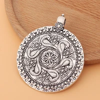 5pcslot large tibetan silver bohemia boho medallion round charms pendants for necklace jewelry making accessories