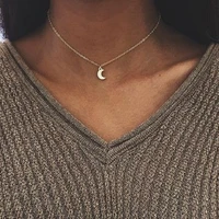 fashion moon pendant necklaces for women bohemia silver color chain choker necklace simple jewelry bijoux collares jewelry
