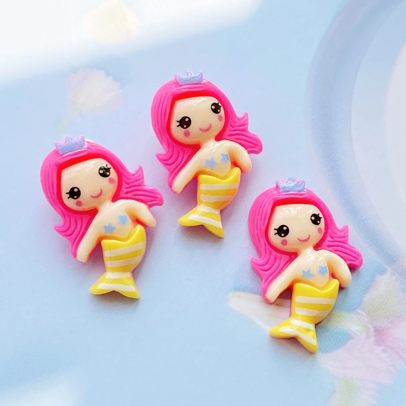 

10 Cute Cartoon Animals Unicorn, Mermaid Resin Flat Back DIY Animal Bear Cartoon Resin Process Decoration Hair Bow Center G97